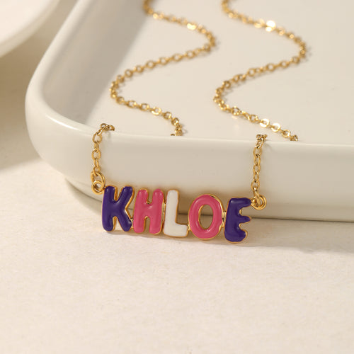 NameGlow™ Custom Bubble Letter Necklace – Personalized Stainless Steel Name Pendant