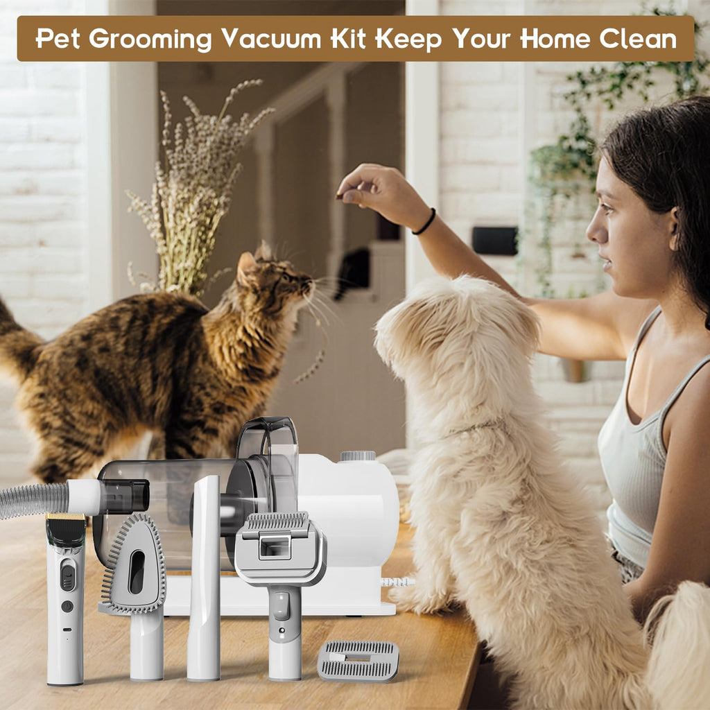 Pet Grooming Kit, 6 in 1 Pet Grooming Vacuum & Dog Clippers,  with 5 Professional Grooming Shedding Tools  