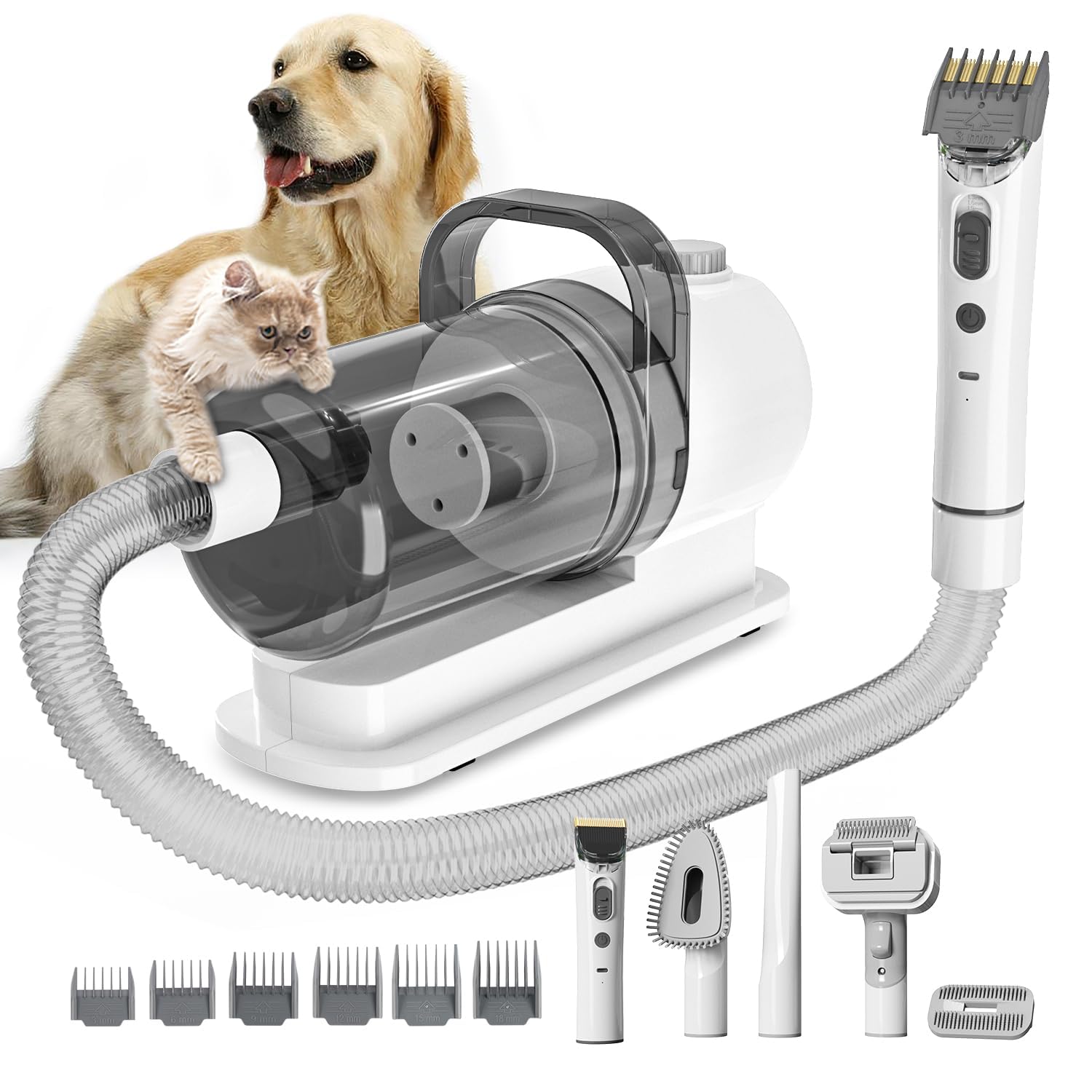 Pet Grooming Kit, 6 in 1 Pet Grooming Vacuum & Dog Clippers,  with 5 Professional Grooming Shedding Tools  