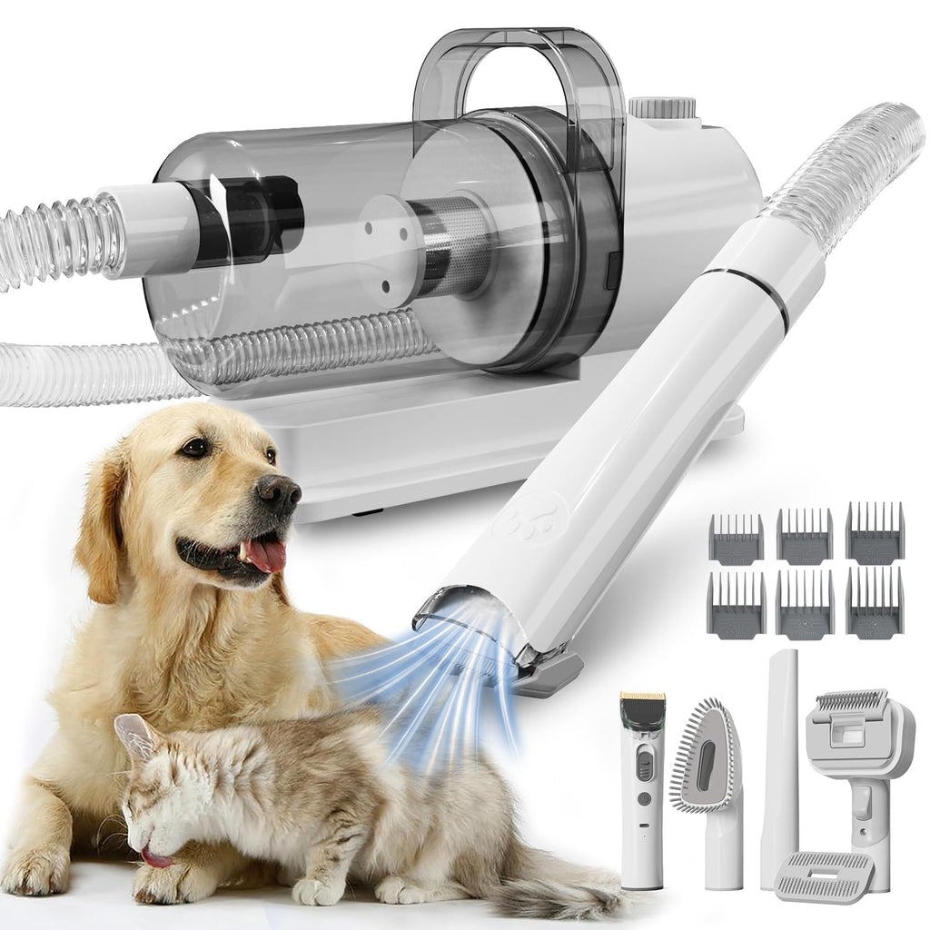 Pet Grooming Kit, 6 in 1 Pet Grooming Vacuum & Dog Clippers,  with 5 Professional Grooming Shedding Tools  