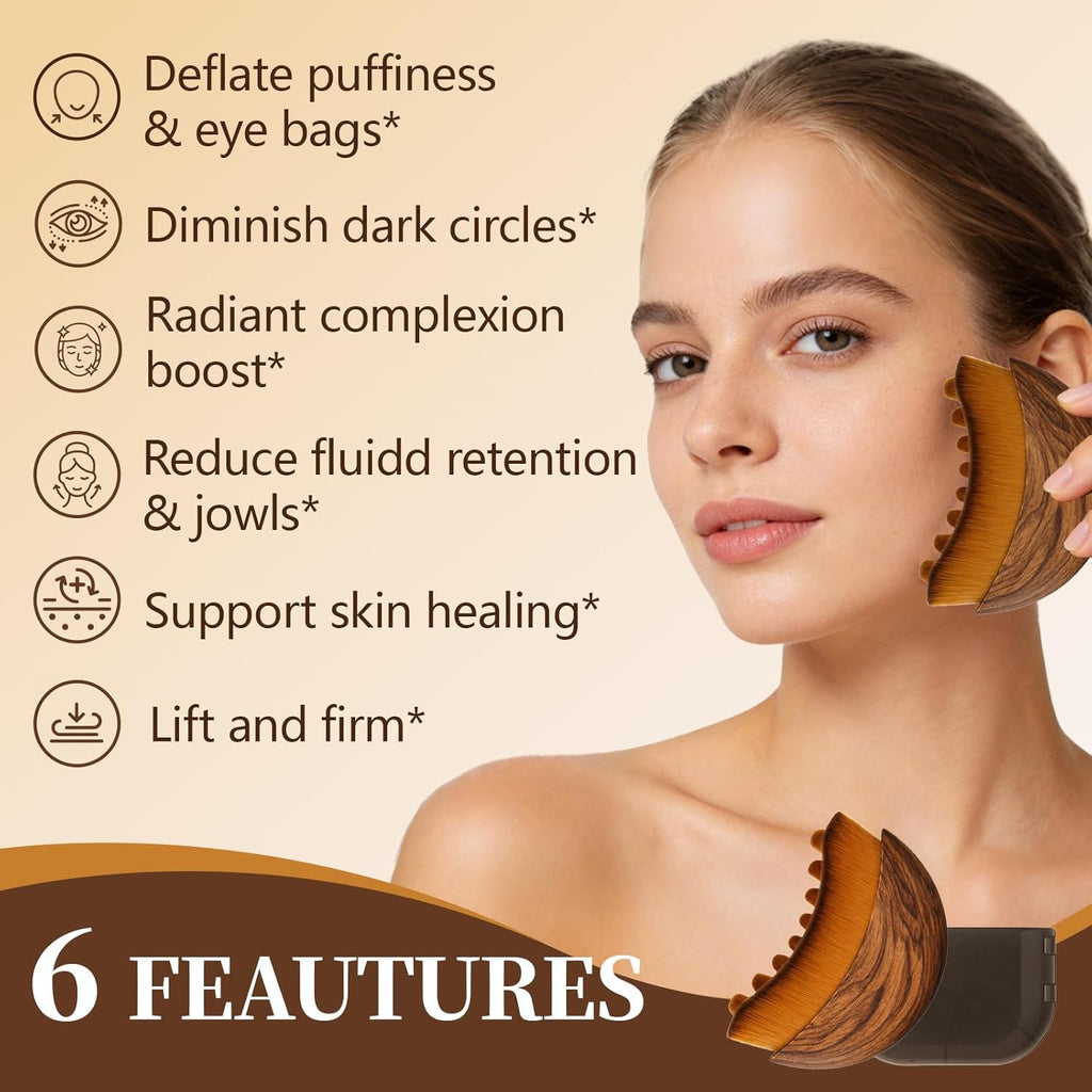 Lymphatic Contour Face Brush - Facial Massage Tool for Lymphatic Drainage, Contouring & Relaxation | Gentle Gua Sha Brush & Skin Care Tools for Daily Routine（2 PCS）